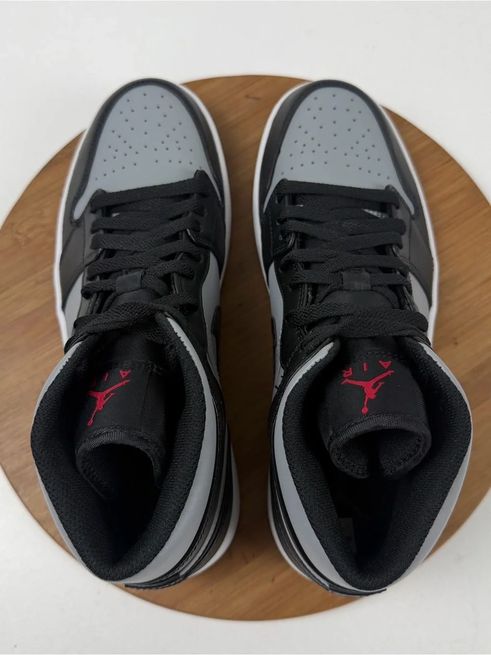Jordan Mid-Top Sneakers - Black/Gray with Red Accent